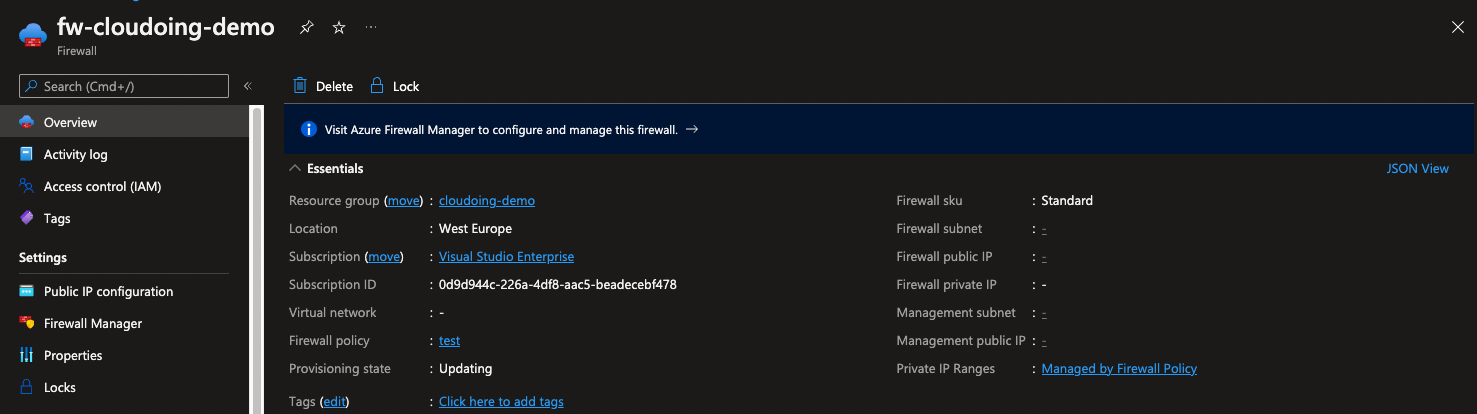 Stop and start the Azure Firewall