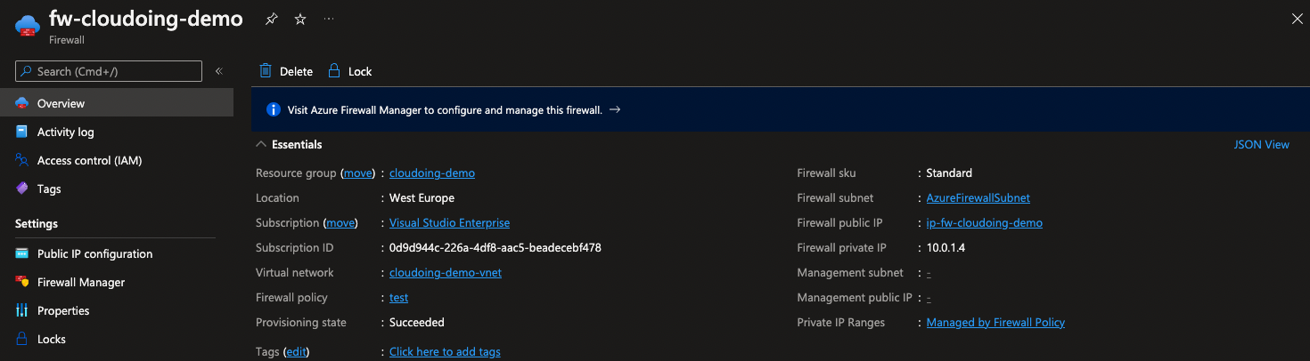 Stop and start the Azure Firewall